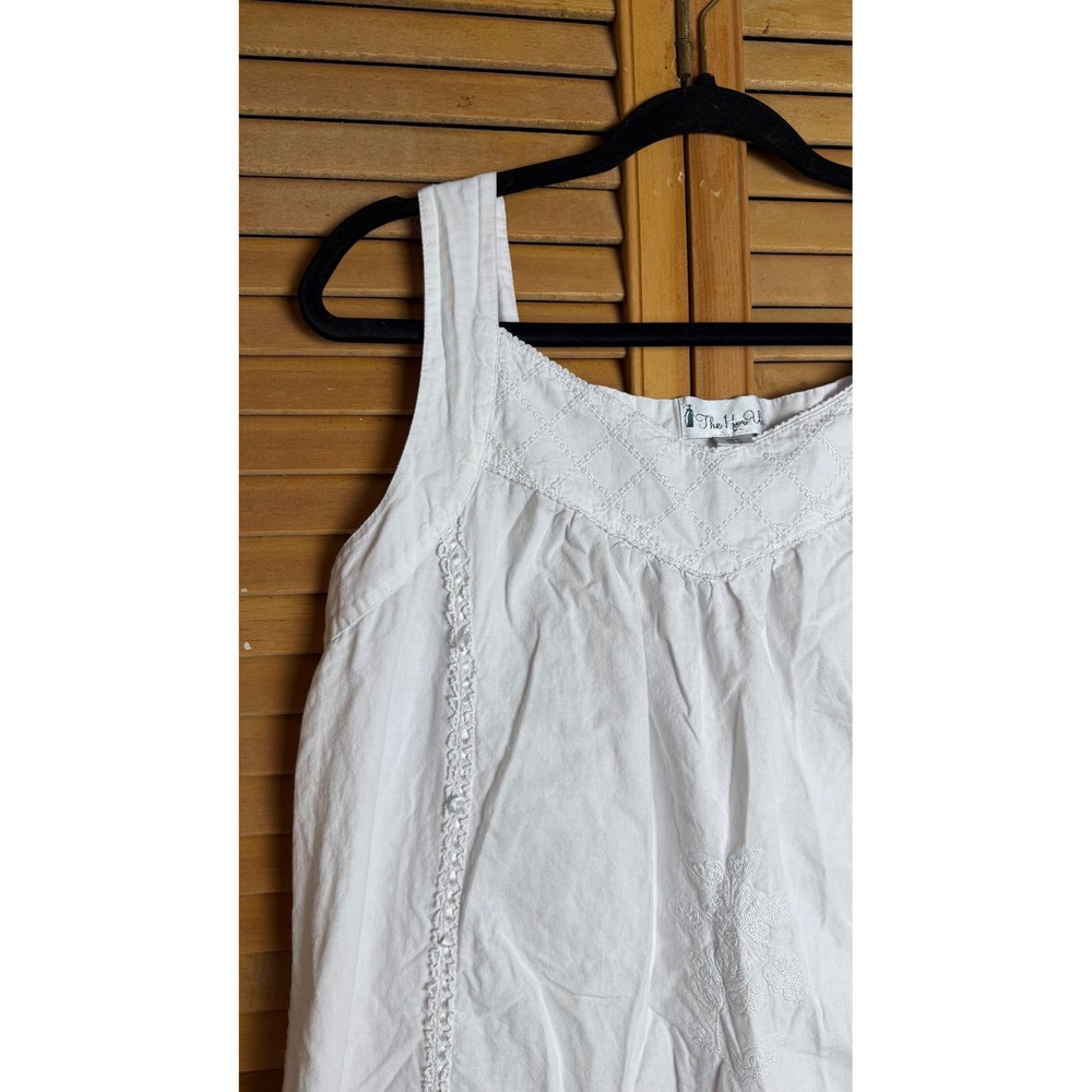 Vtg The 1 for U White Flowy Cotton Prairie Nightgown Cottage Core House Dress M - Picture 3 of 12